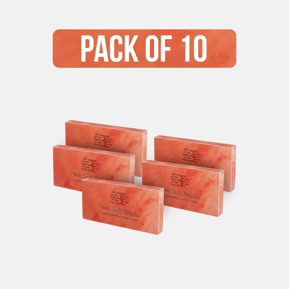 Himalayan Pink Salt Tiles 8" x 4" x 1" – Pack of 10