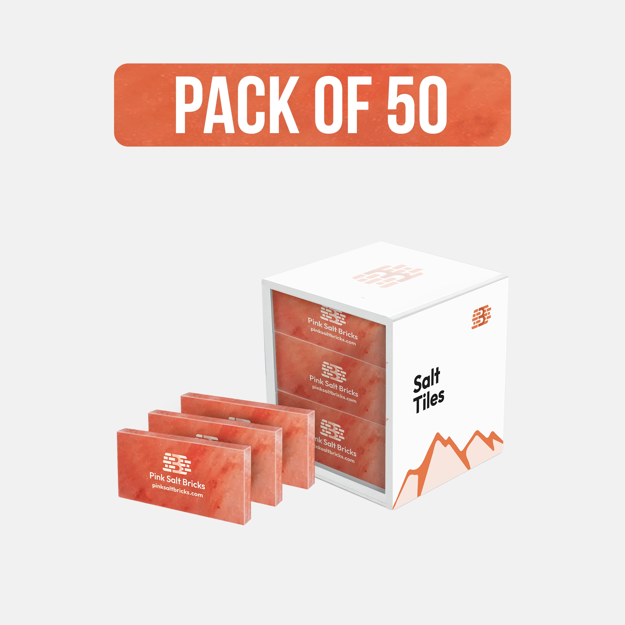 Himalayan Pink Salt Tiles 8" x 4" x 1"- Pack of 50