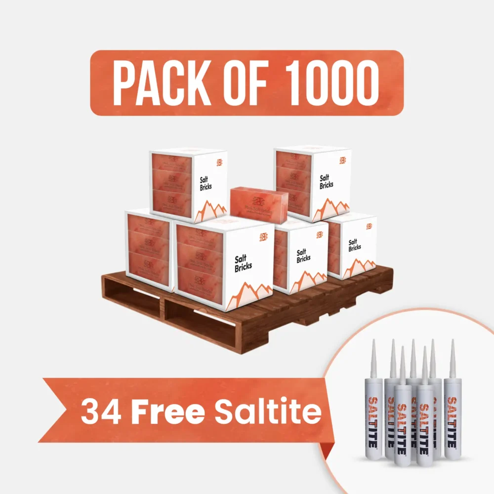 Himalayan Salt Bricks 8" x 4" x 2" Pack of 1000 With 34 free Saltite
