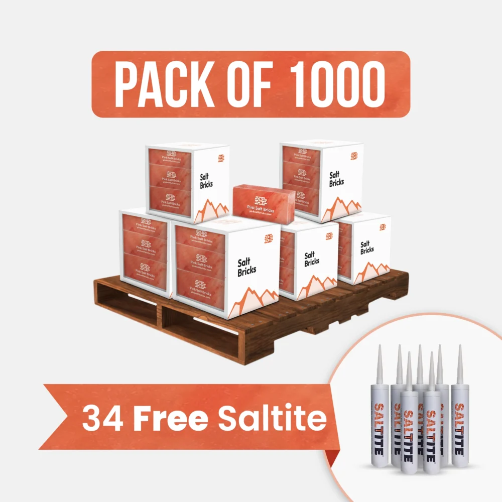 Himalayan Salt Bricks 8" x 4" x 2" Pack of 1000 With 34 free Saltite