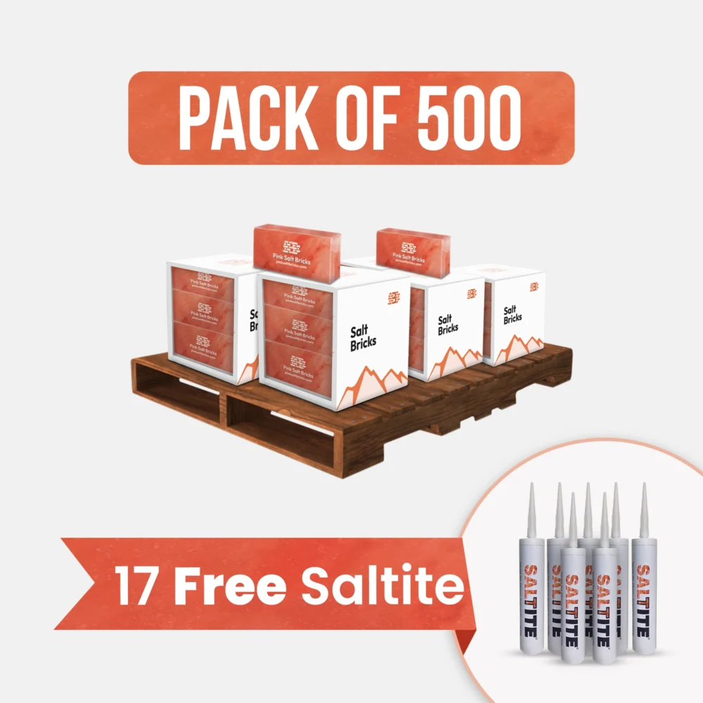 Himalayan Salt Bricks 8" x 4" x 2" Pack of 500 With 17 free Saltite